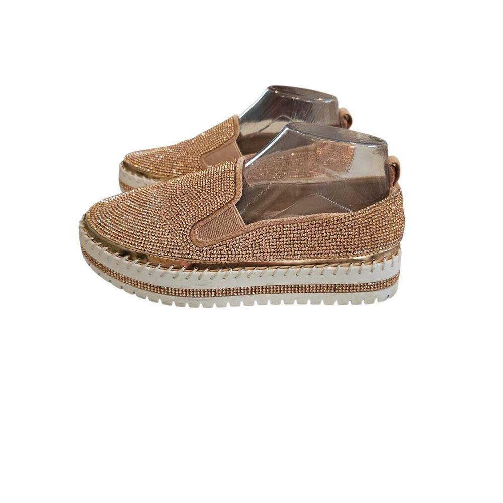 Azalea Wang Slip-On Crystal Embellished Platform Sneakers - Rose Gold Size 7.5-8 - Picture 2 of 10